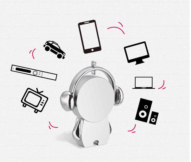 Creativity Personalized Car Metal Musician Cartoon USB - Image 2