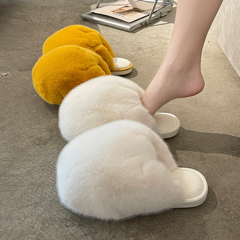 Women's Plush Fluffy Fur Ball Warm Slippers
