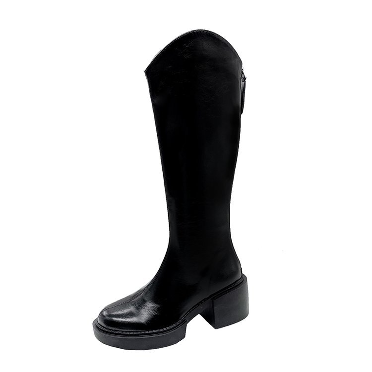 British Style Thick-soled Rear Zipper Chimney Spring And Autumn Boots