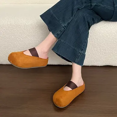 Height-boosting Platform Slipon Closed Toe Ballet Mules