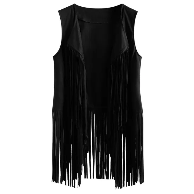 Fashion Thin Tassel Sleeveless Vest Women Black - Shop at LoveMi