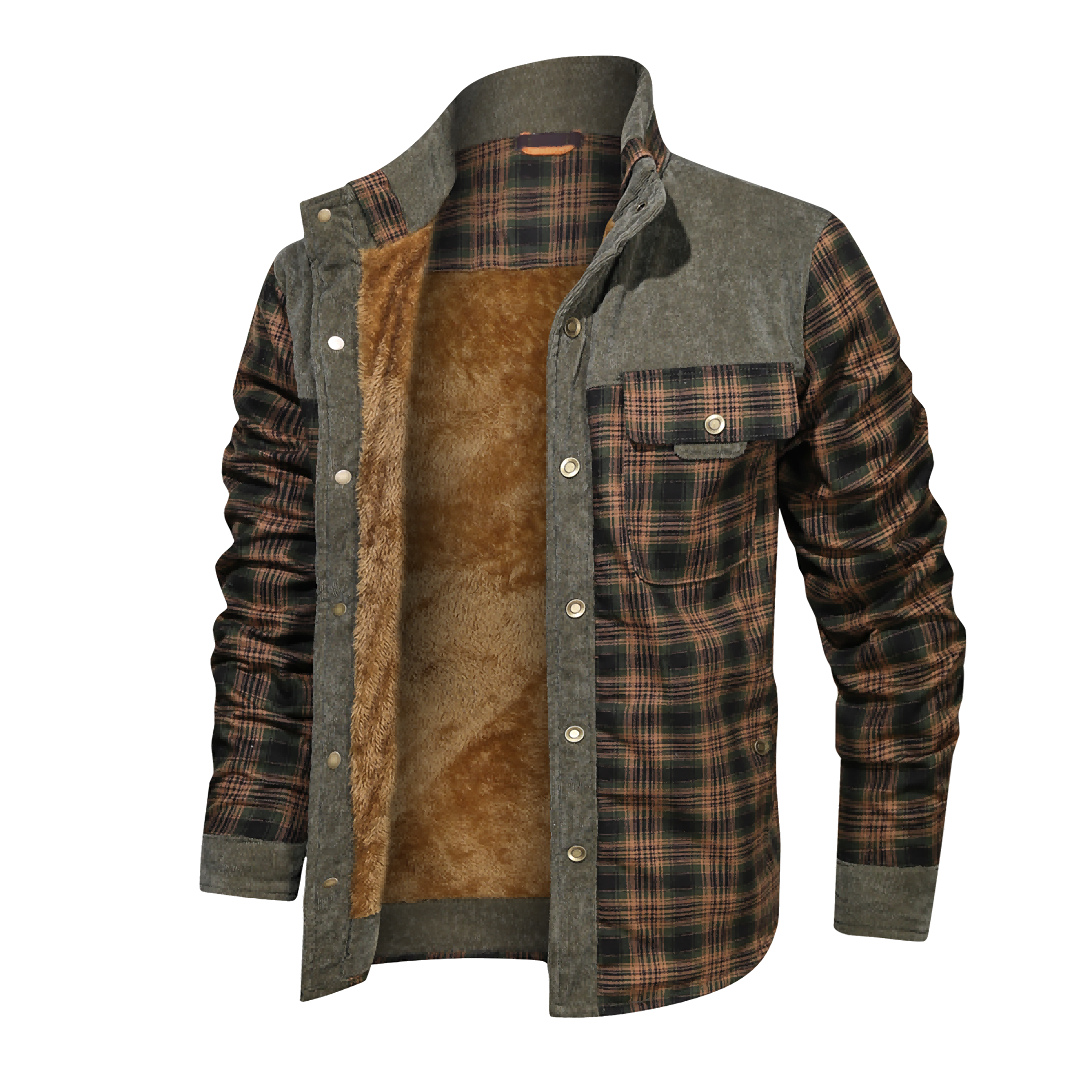 Thickened-Shirt-Jacket-With-Classic-Plaid-Fuzzy-Fleece-Lining-Inside-Design