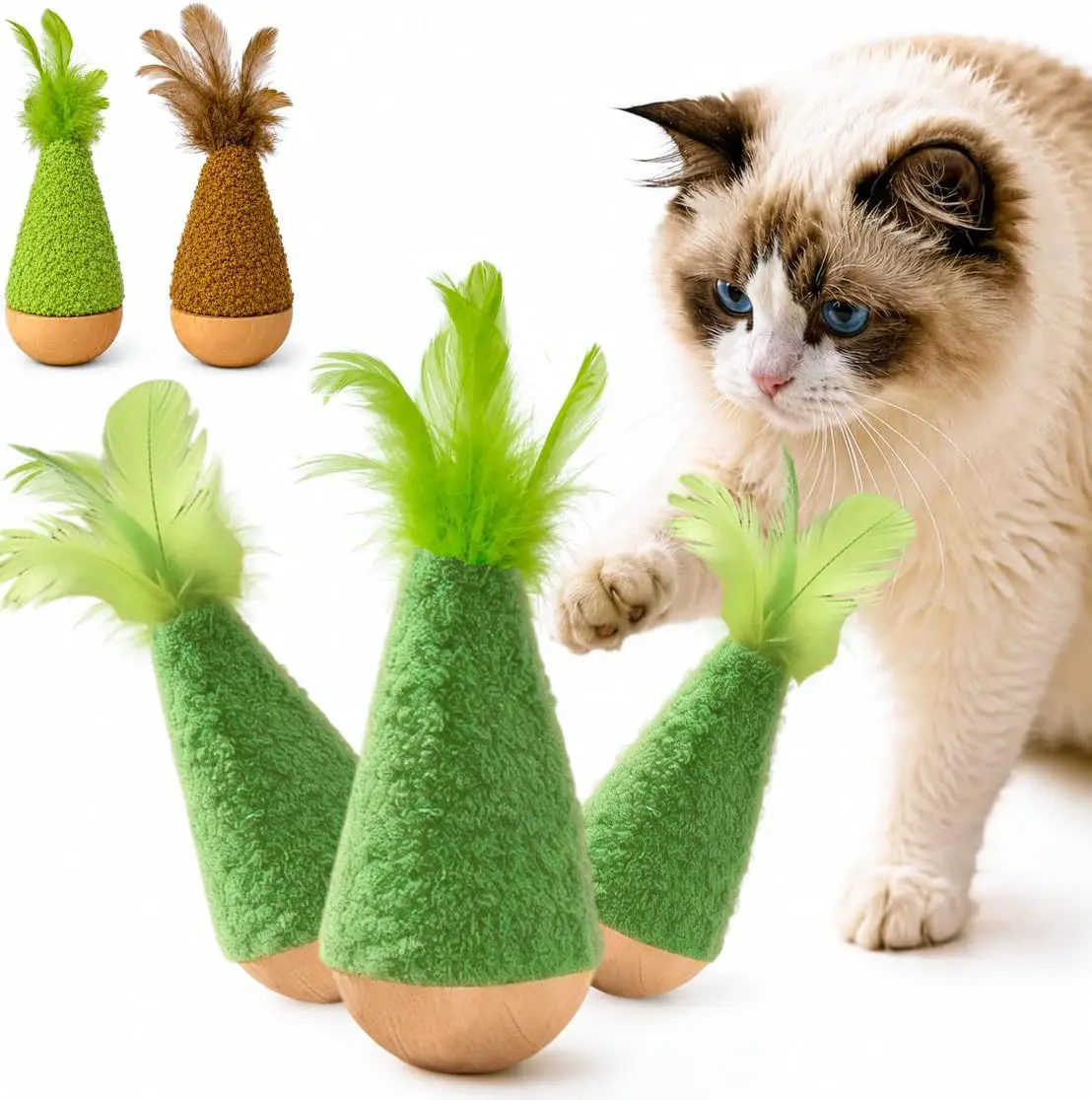 2-Pack Interactive Self-Righting Wobble Cat Toy