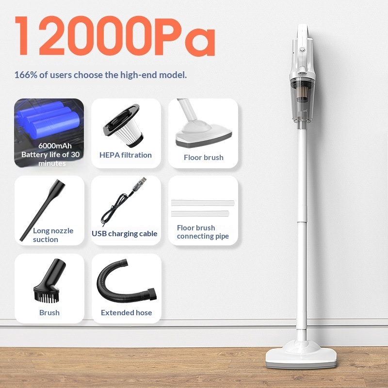Multifunctional Cordless Handheld Vacuum Cleaner, Mini High Suction 2-in-1 Vacuum For Car & Home With Extension Tube 5