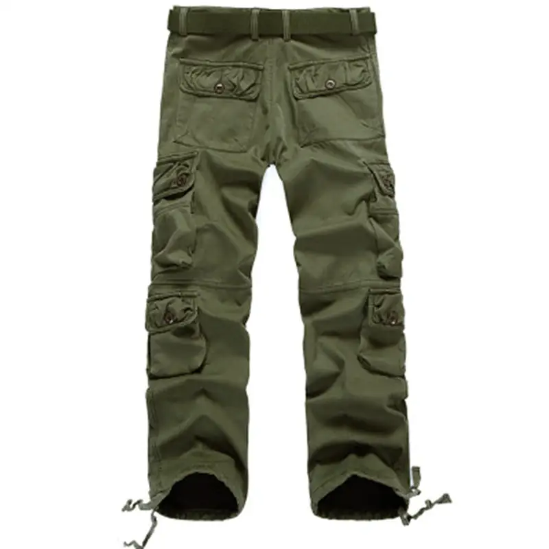 Men's Multi-pocket Casual Workwear Plus Fleece Thickened Trousers