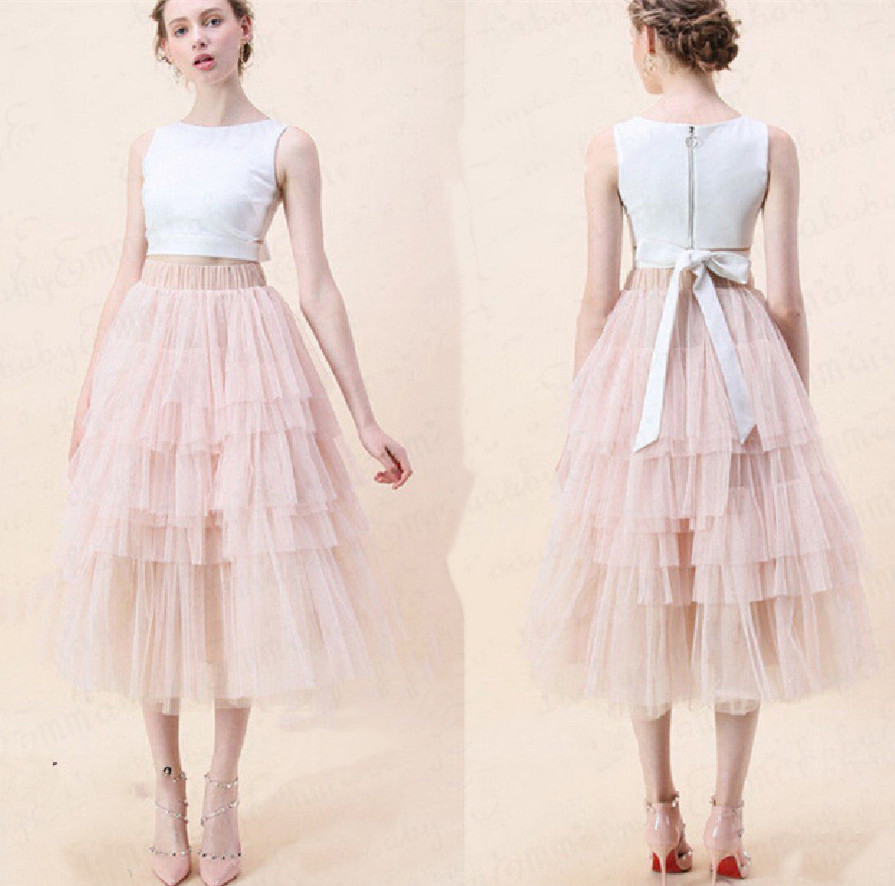 Summer Long Wave Ruffle Layered Ruched High Waist Skirt
