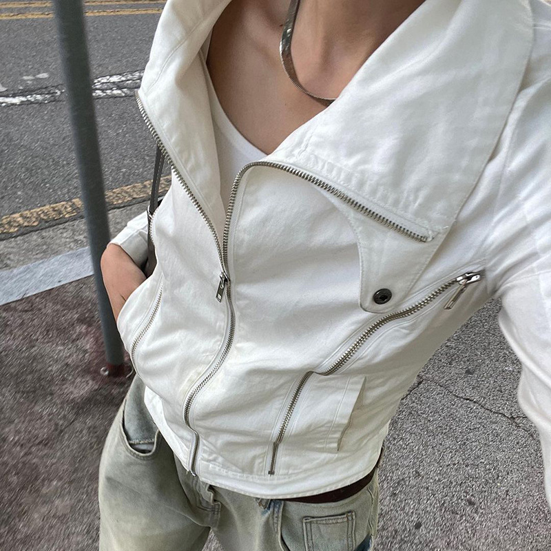 Title 5, Fashion Zipper Coat Lapel Casual Top