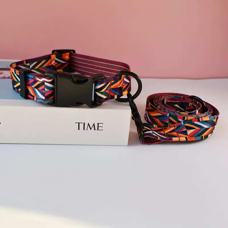 Printed Dog Leash Ribbon Ethnic Pet