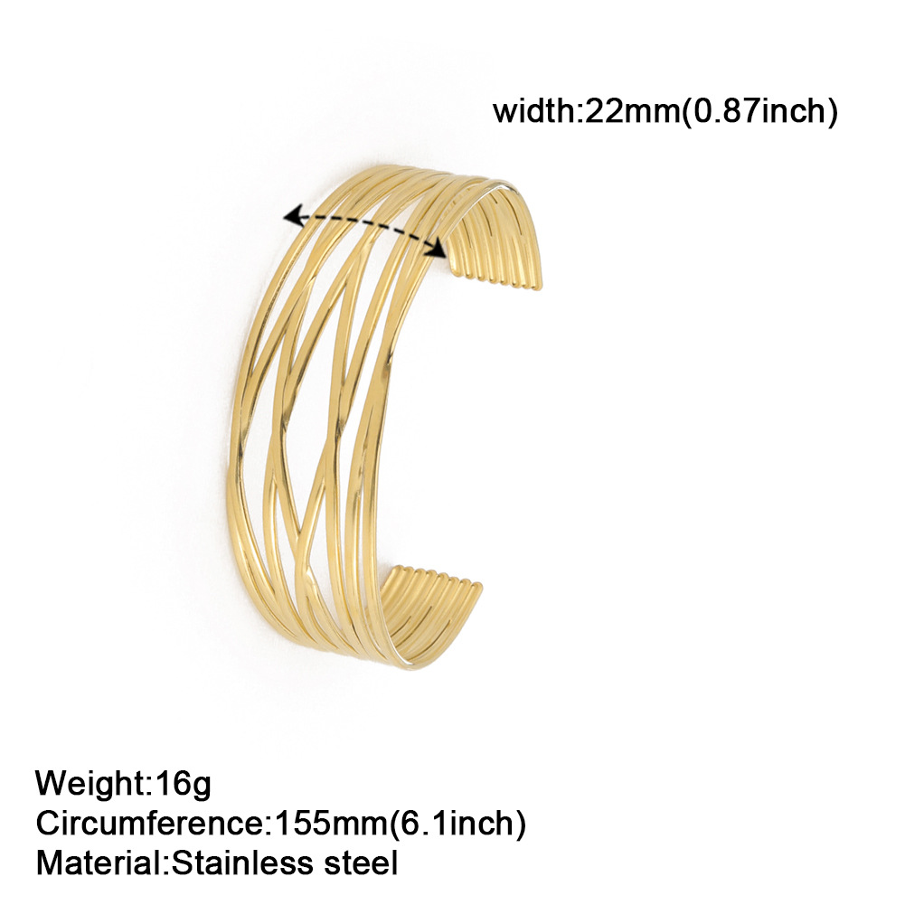 Simple Multi-layer Thin Ring Eight Lines Cross Titanium Steel Bracelet