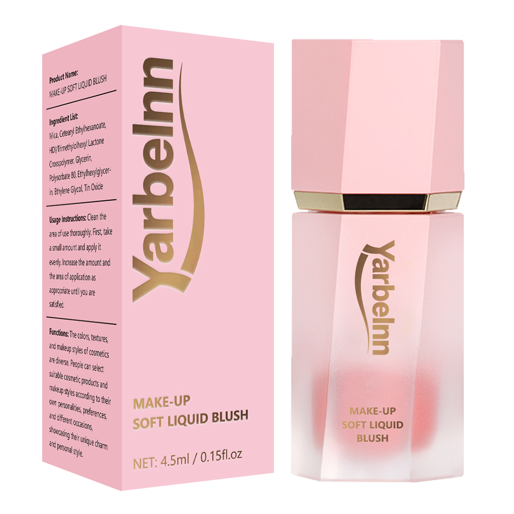 Yarbelnn Soft Transparent Liquid Blush, Natural Matte Blush Contour Makeup, Brightening Peach  Cheek Tint, Highlight & Color Correcting Blush, 4.5ml