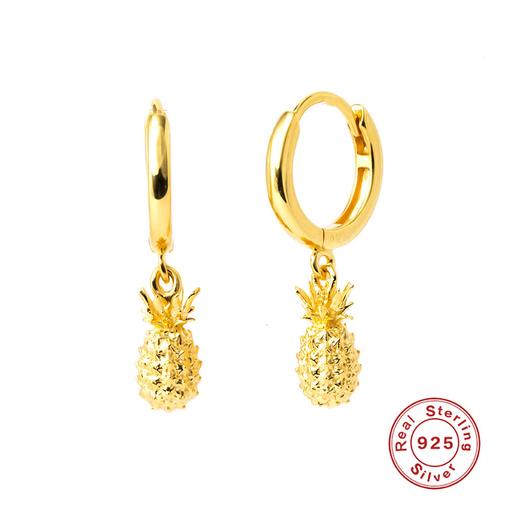 Women's Fashion Sterling Silver Rose Pineapple Earrings
