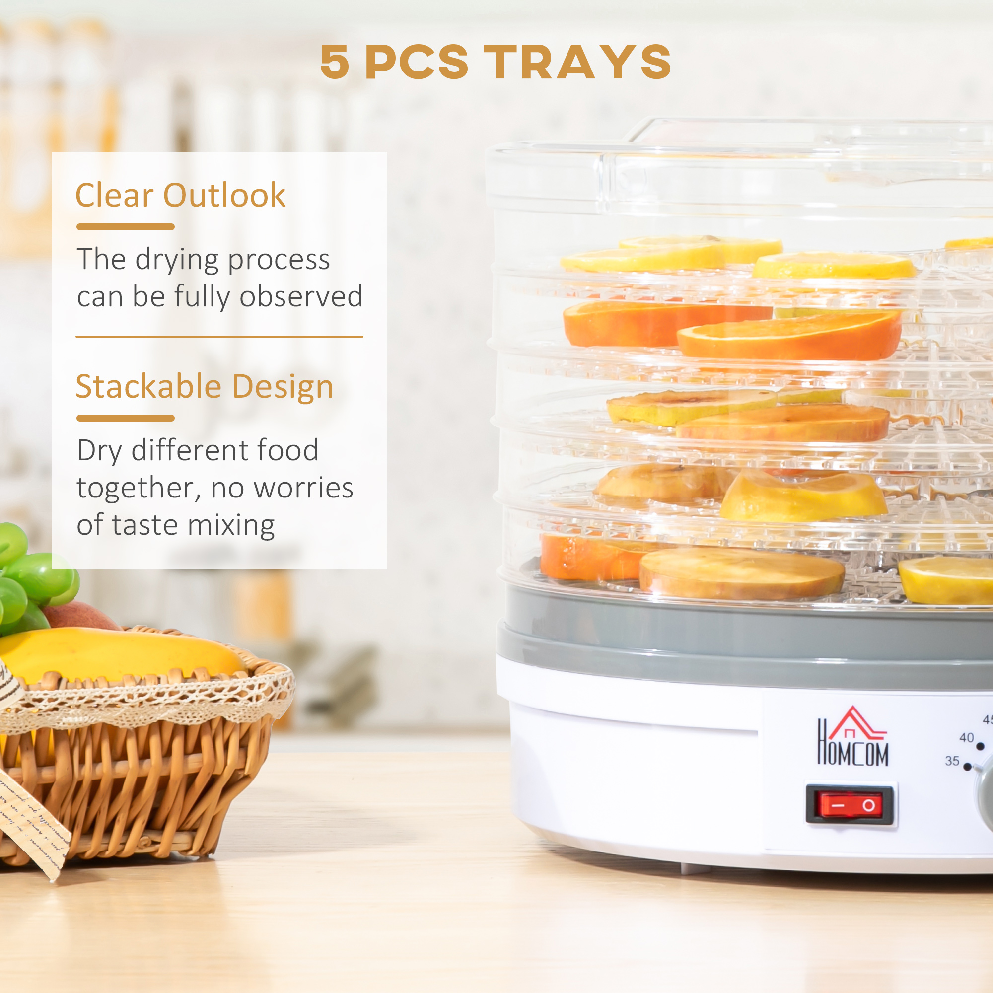 Five Layer Food Dehydrator, 245W Stainless Steel Dryer With Adjustable — image 4