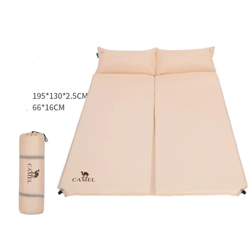 Inflatable Camping Mattress for 2-Person Outdoor Sleeping Pad — Apricot