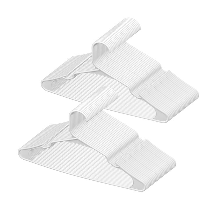VEVOR Hangers, 0.2 In Ultra-Thin, 50 Pack White Plastic Hangers With Stable Tria