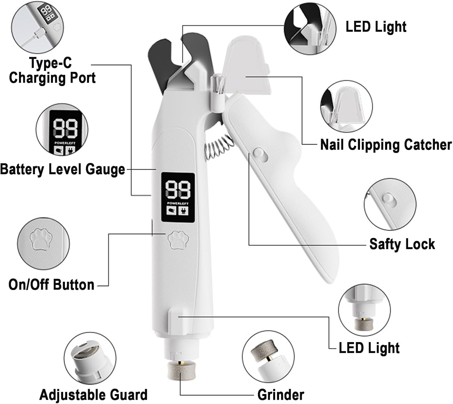 2-in-1 Led Light Cat Anti-blood Nail Grinder Dog Pet Clipper Animal — image 7