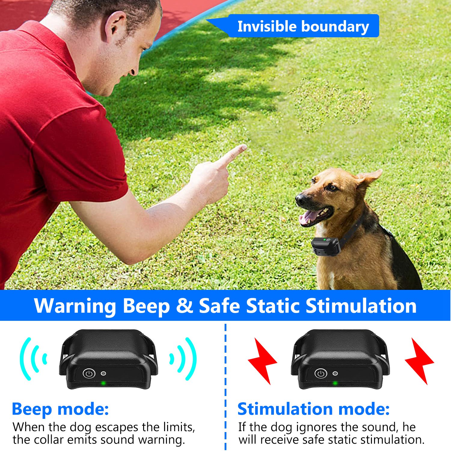 1Set Wireless Electric Dog Fence Pet Shock Boundary Containment System Electric Training Collar For Small Medium Large Dogs — foto 10