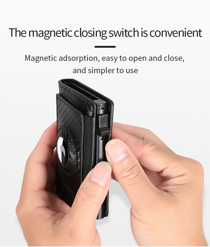 Men's Slim Wallet, RFID Metal Aluminum Shell Men's Automatic Card Ejection Wallet Card Holder