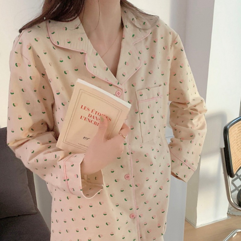Simple Printed Women's Thin Home Clothing Set