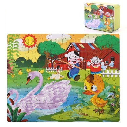 Title 3, 100pcs Puzzle Iron Box Children