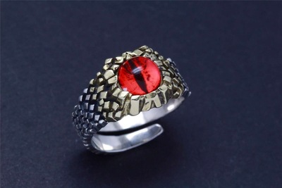 Imitation Thai Silver Ring Python Eye Demon