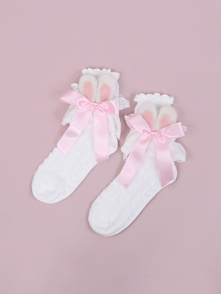 White socks pink bow