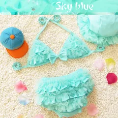 Baby Swimsuit 1 Year Old 2 Children 3 Kids 4 Girls Ins Split 5 Princess 3-6 Months Baby Boom 8 Bikini - Blue - View 1