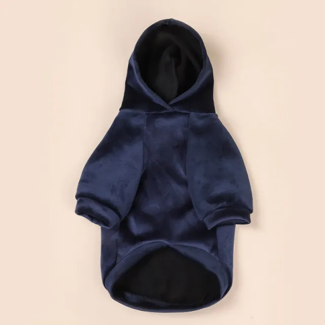 Small And Medium sized Dog Autumn And Winter Warm And Velvet Clothing Navy Blue - Shop at LoveMi