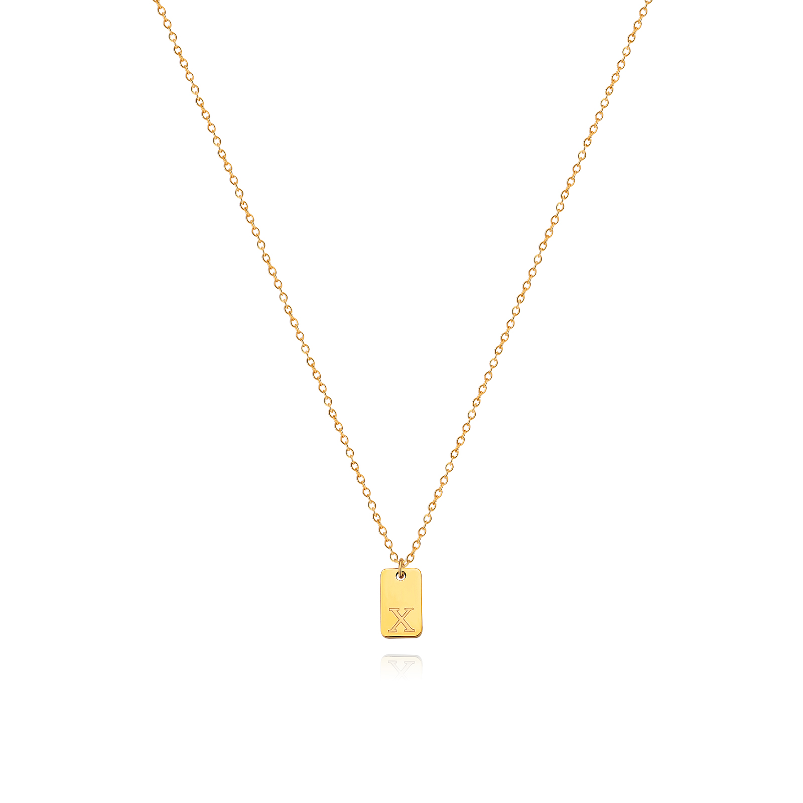 Stainless Steel Simple 26 Letter Tag Pendant Necklace