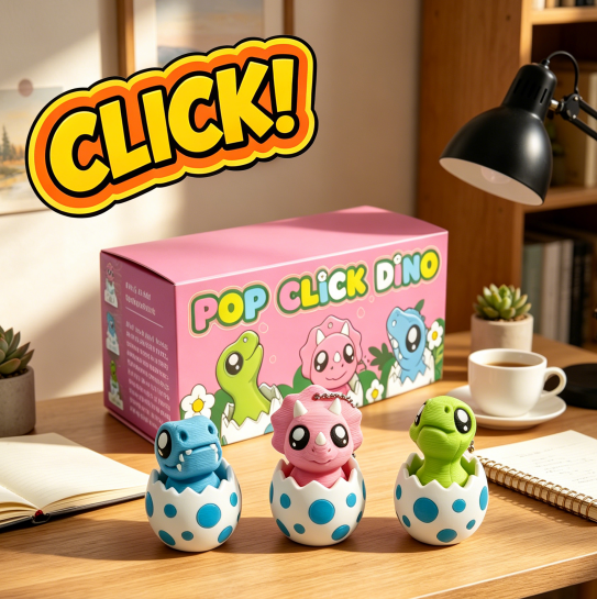 Set de 3 brelocuri cu ouă de dinozaur tip „clicker”, imprimate 3D, mini accesorii antistres cu dinozaur care se clocește prin apăsare, accesorii drăguțe