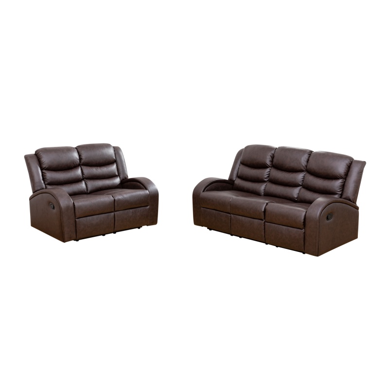 Pickup Only--Brown Faux Synthetic Leather 3-Piece Couch Living Room Sofa Set