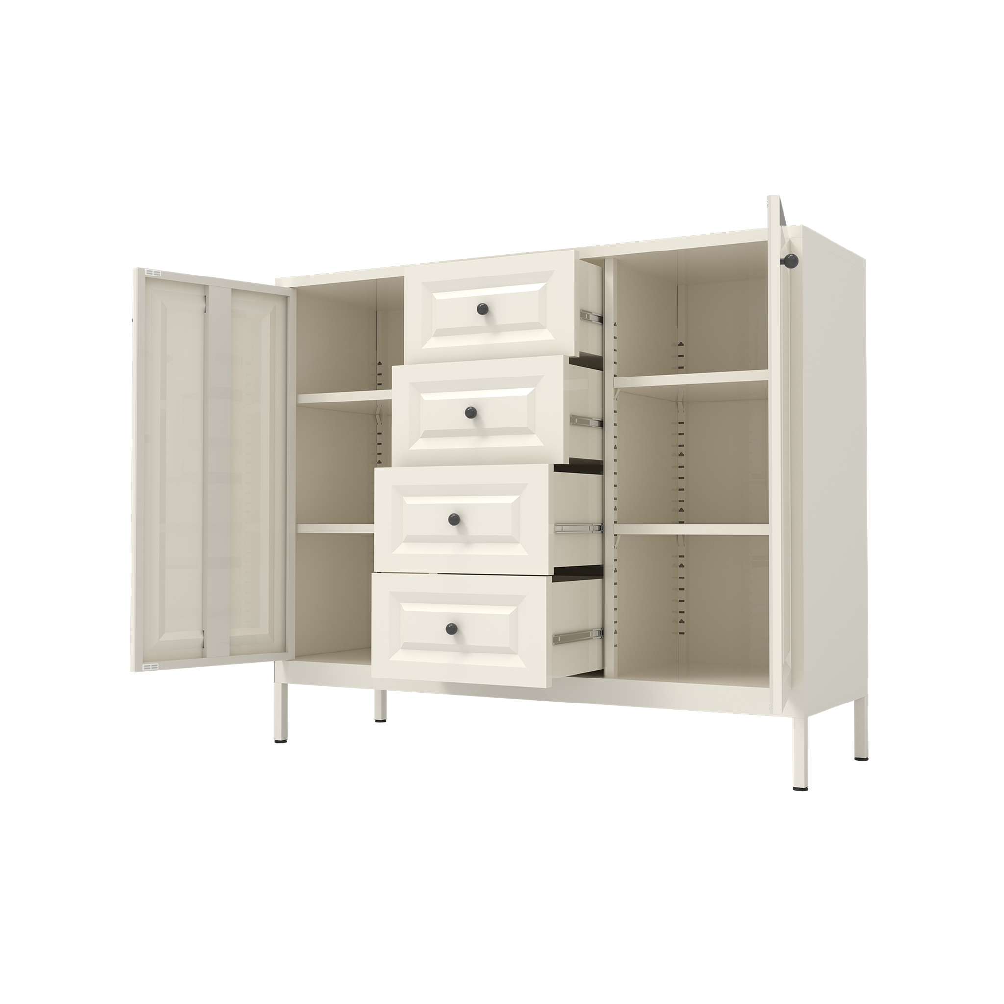 40.16'' Storage Sideboard Buffet Cabinet, Freestanding Accent Cabinet With 4 Drawers & 2 Doors, Adjustable Shelves Console Cabinet For Living Room, Kitchen ,Entryway ,Hallway ,Laundry Room Beige — foto 6