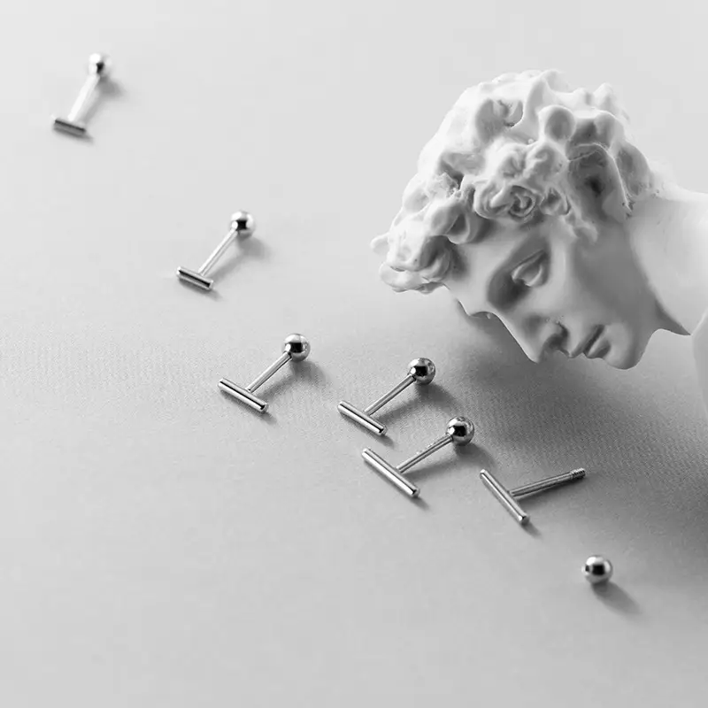 Women's Fashion Temperament One-word Stick Small Stud Earrings