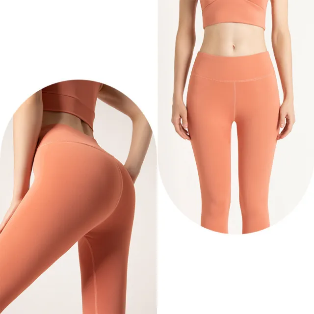 Women's Fitness Hip Lift High Waist Belly Tight Sports Pants Honey Pomelo Powder - Shop at LoveMi