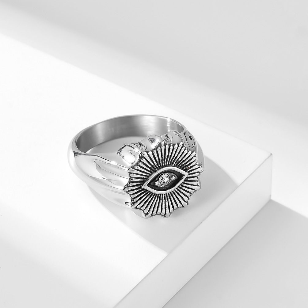 Vintage Style Stainless Steel Eyes Men's Ring