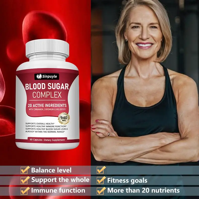 Blood Sugar Complex With Cinnamon, Chromium And Mulberry - 20 Active Ingredients, 60 Capsules - Supports Healthy Blood Sugar Levels — view 2