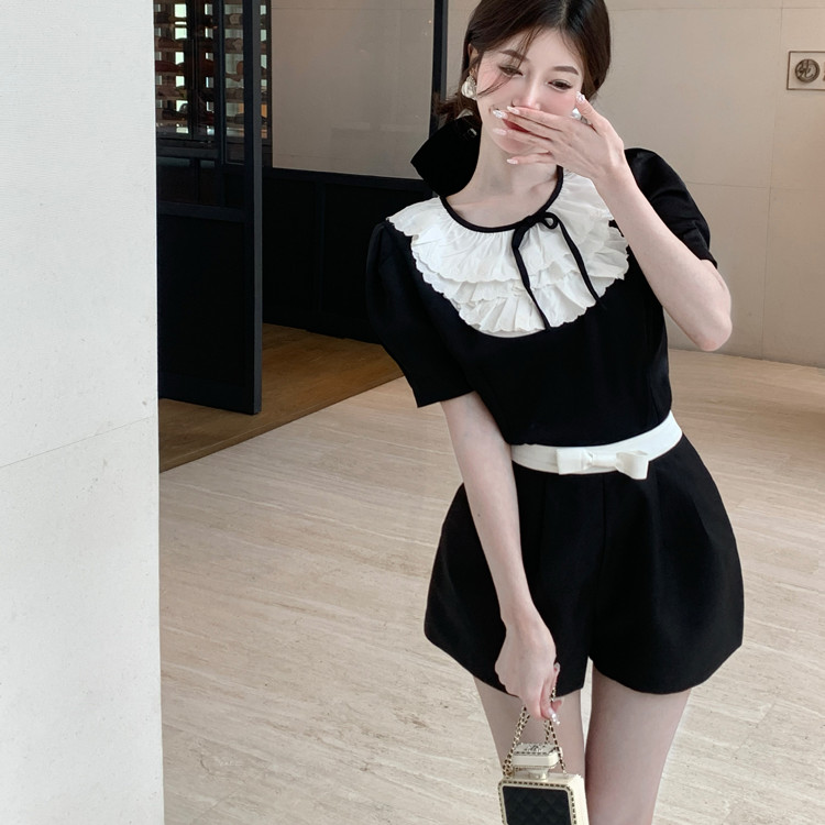 Women's Doll Collar Summer Puff Sleeve Slim Shirt