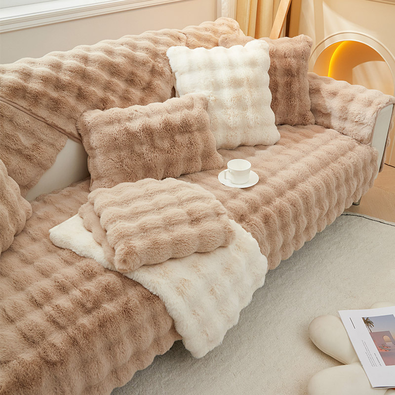 Rabbit Plush Sofa Cushion High-grade Leather Anti-skid — foto 3
