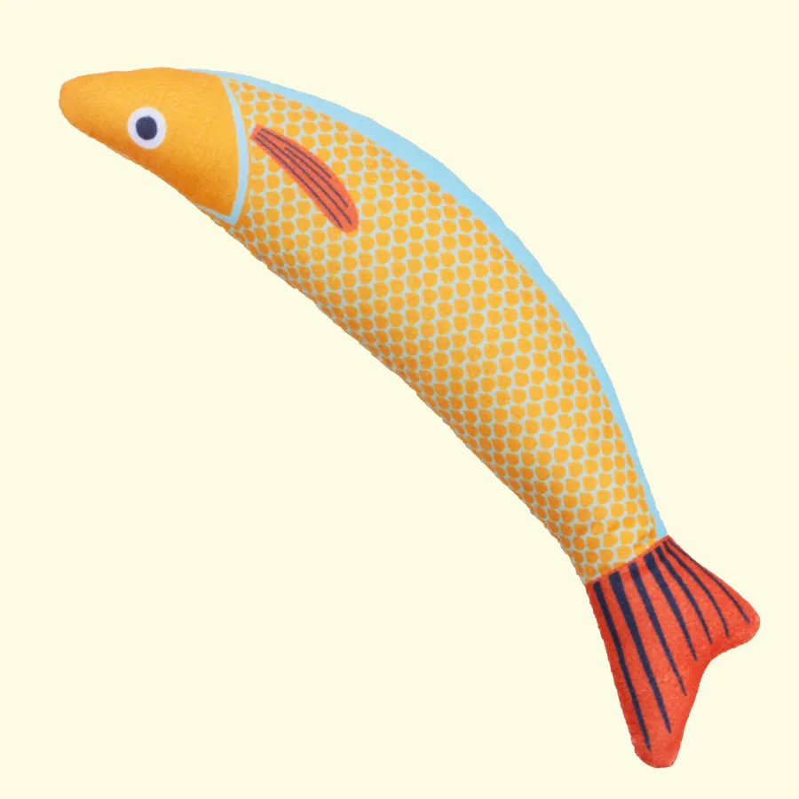 Cat Toys Saury Fish Catnip Crinkle Sound Toys Soft And Durable Interactive Cat Kicker Toys For Indoor Kitten Exercise For All Breeds - Yellow