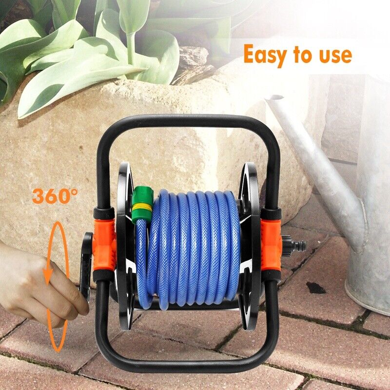 NEW Portable Hose Pipe Reel Garden Cart Free Standing Holder Water Hose 20m UK 3