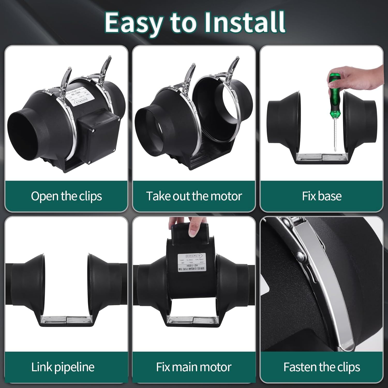 4 In100mm 220V Quiet Inline Extractor Fan Bathroom Hydroponics For Ventilation — foto 9