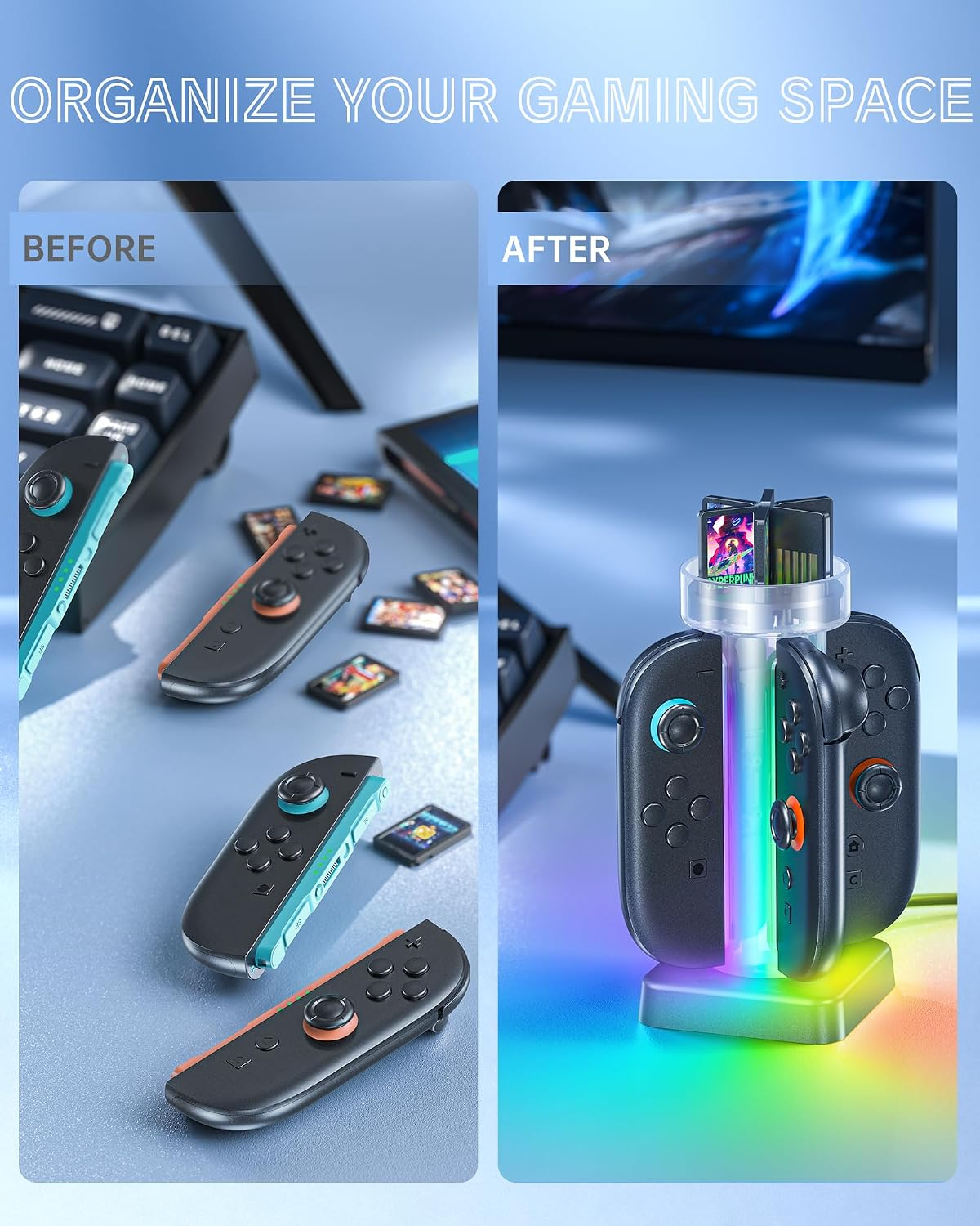 Charging Dock For S Witch 2 Controller, JoyCon Station With Lamppost LED