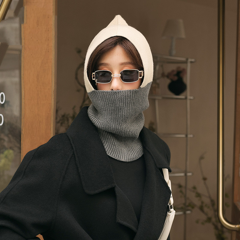 Women's Fashion Collision Color Splicing Warm Woolen Hat