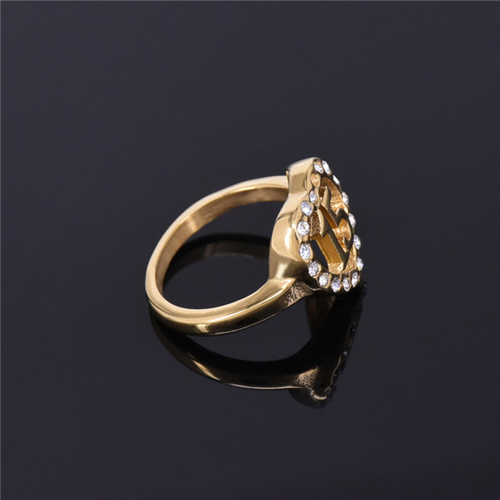Love Heart-shaped Personality Stainless Steel Ring Number 15 Female