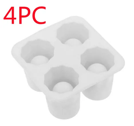 Silicone Ice Maker Mould Bar Party Drink Ice Tray Cool Shape Ice Cube Freeze Mold 4-Cup Ice Mold Cup - White 4Pc