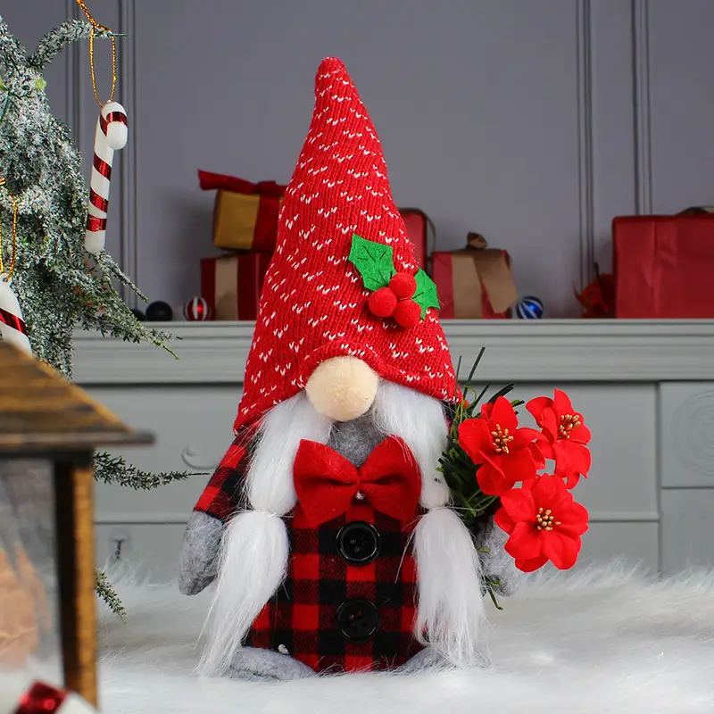 Knitted Cherry Faceless Doll Christmas Decoration