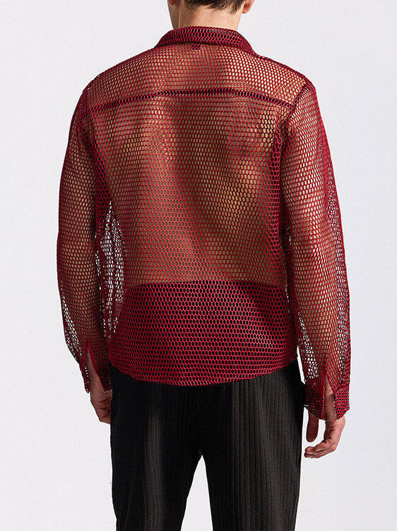 Men's Openwork Long-sleeved Shirt