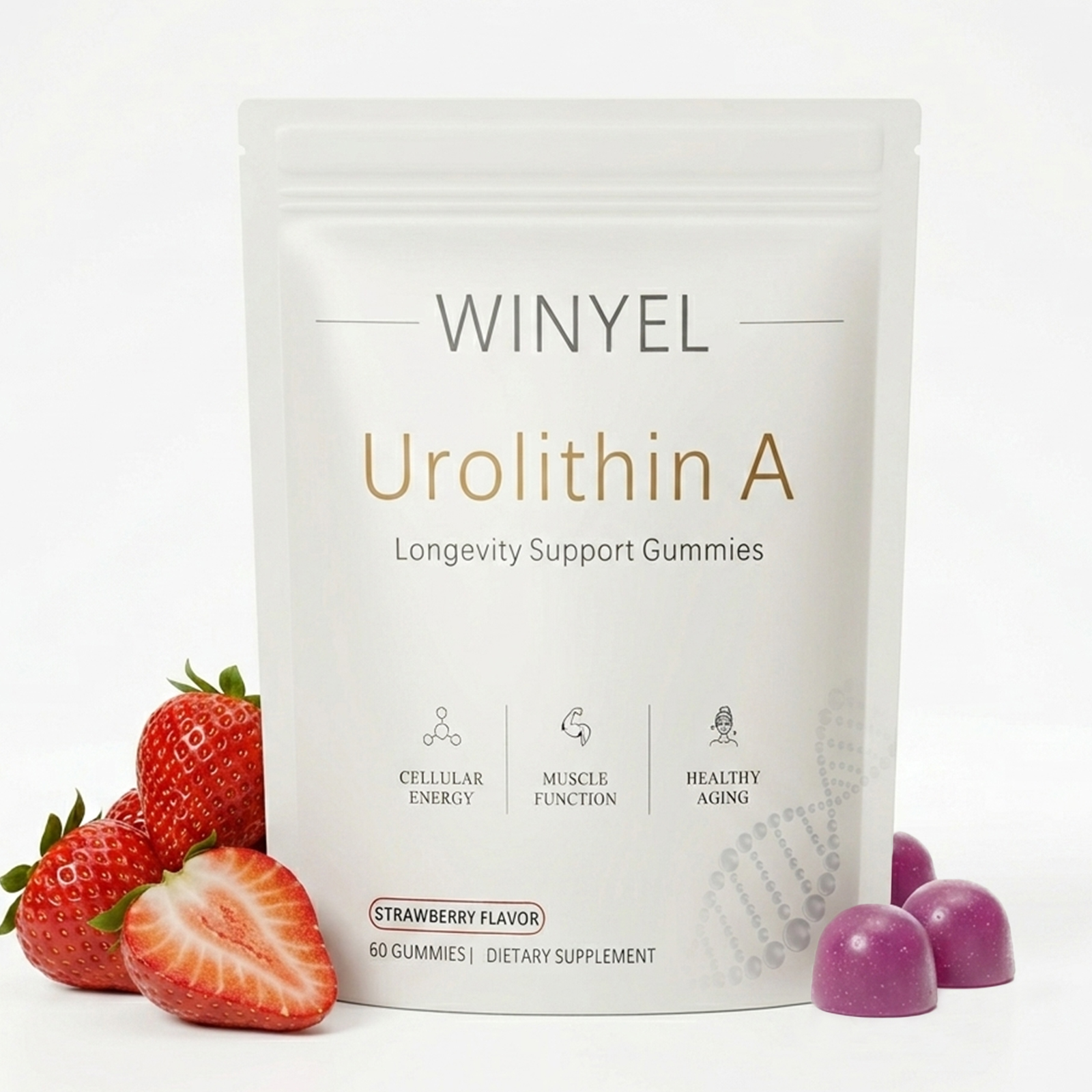 WINYEL Urolithin A Supplement Gummies - For Healthy Aging Cellular Energy Muscle Strength And Longevity - 60 Gummies — foto 4