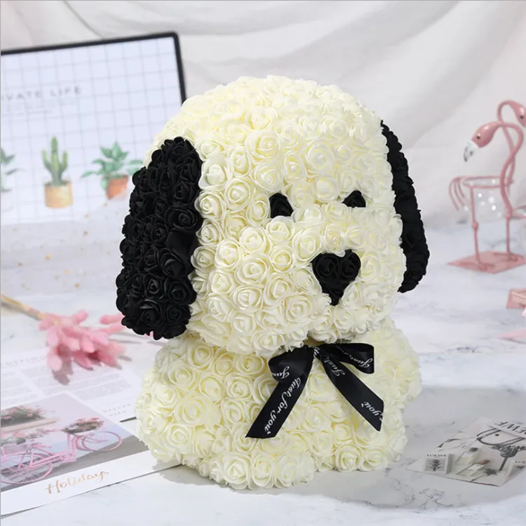 Valentine's Day Rose Pug Soap Flower Creative Gift Rose Bear Dog – image 2