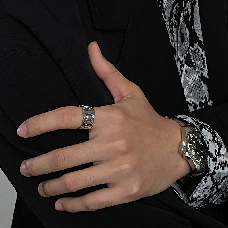 Men's Titanium Steel Hollow Ring