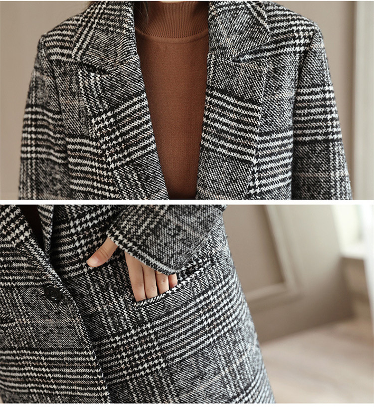 Title 7, Giacca da donna casual in tweed a quadri bianco...